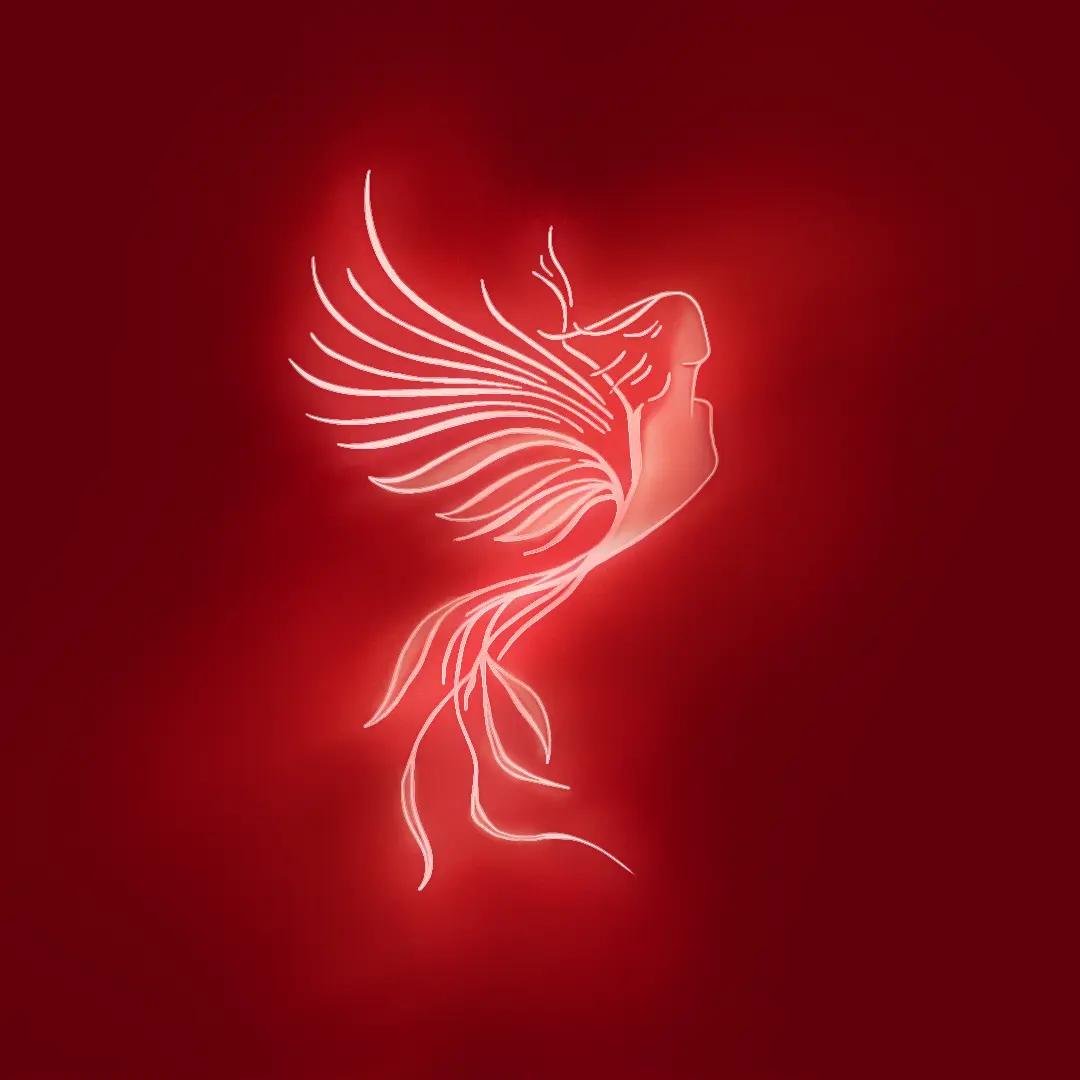Fenix Blanco - Fondo Rojo - Derecha